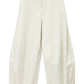 Cotton blend strong silhouette cocoon shape loose pants | 4 color