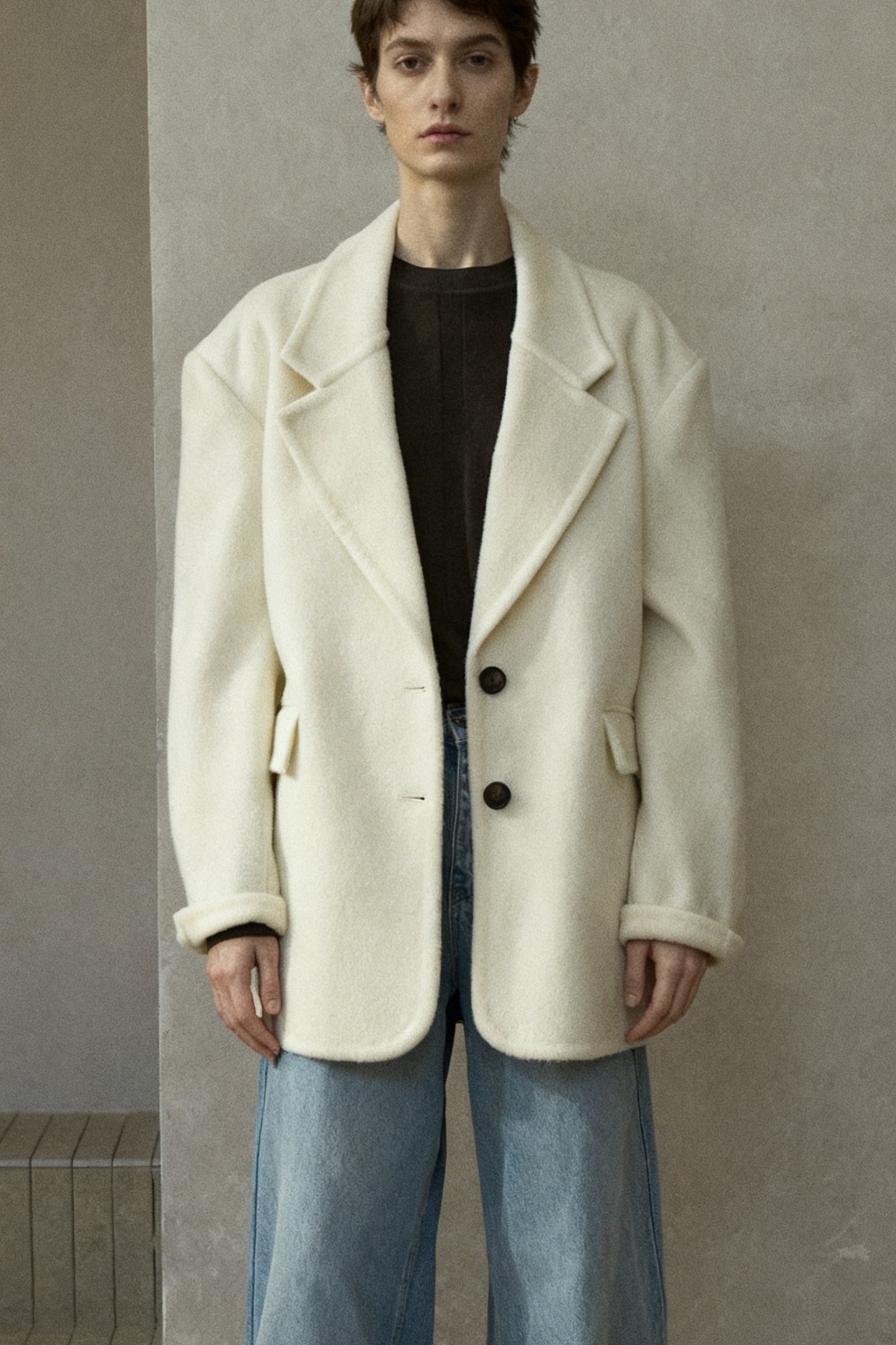 Chaqueta holgada de textura suave 100% lana | 3 colores