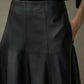 Smooth big hem A-line PU skirt | 4 color