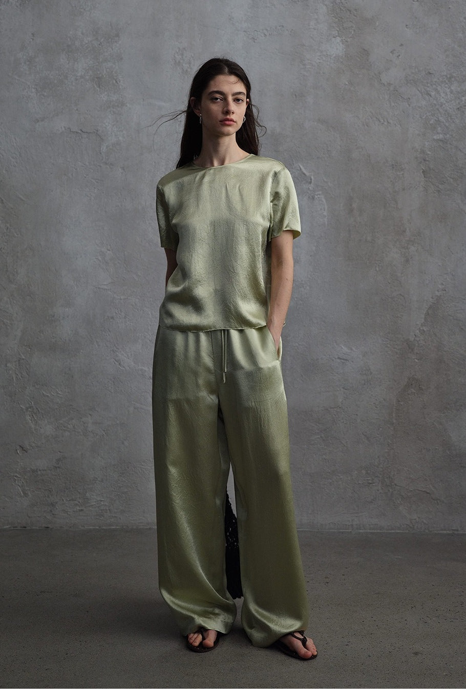 Pantalon large fluide en acétate | 3 coloris