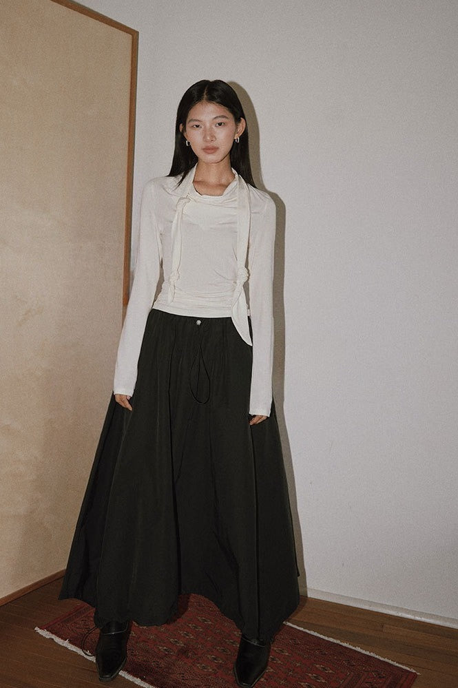 Slim elastic rib cuffs base knit t-shirt | 3 color