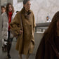 Wool-silk-angora stand-up collar large lapel mid-length coat