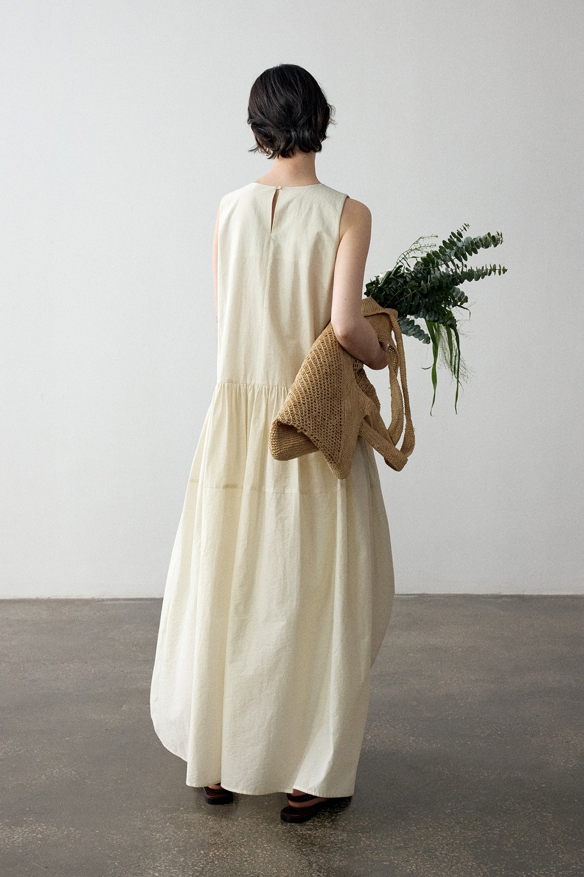 Cotton blend pleated A-line sleeveless dress | 4 color