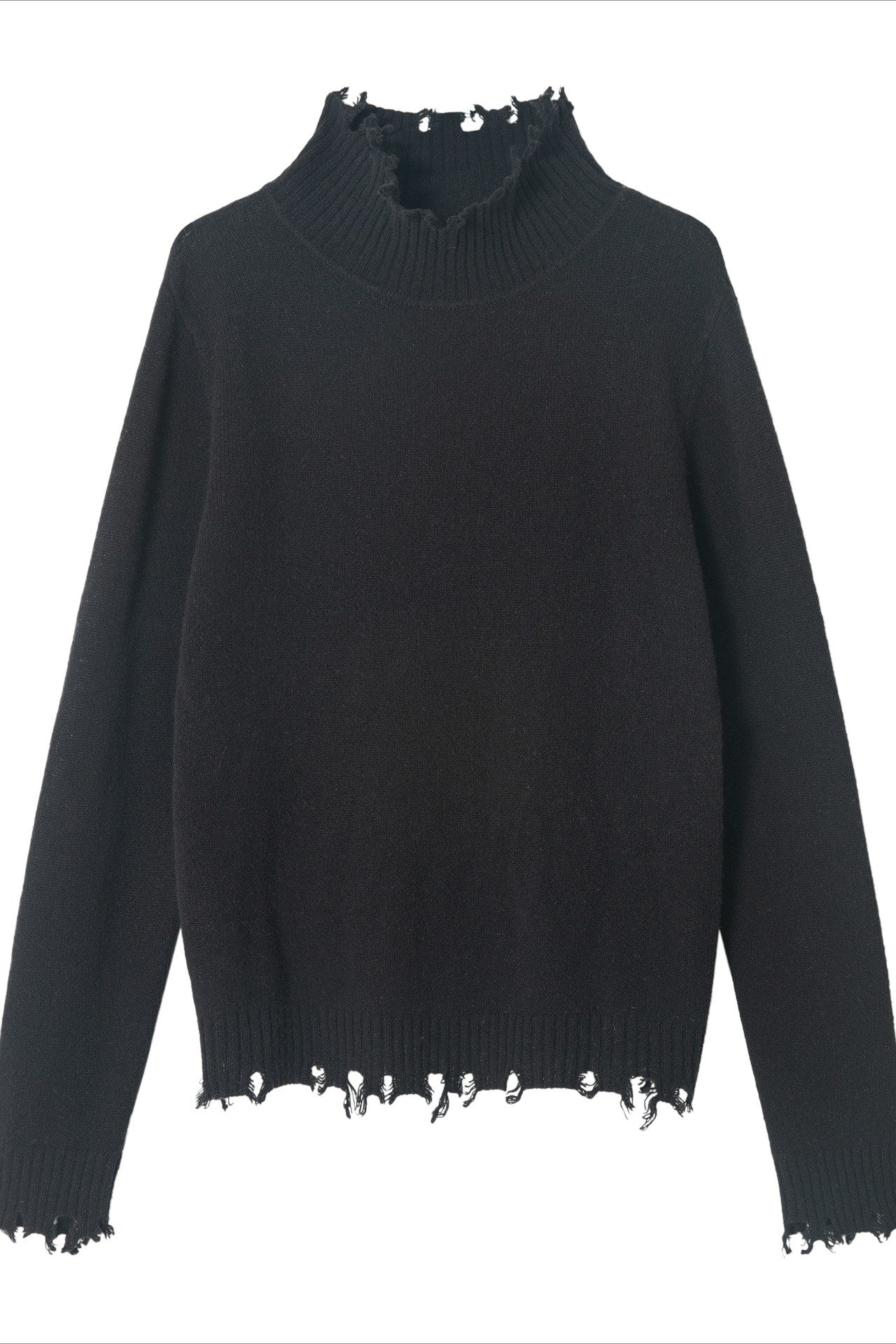 100% sheep wool raw-edge casual vibe sweater | 5 color