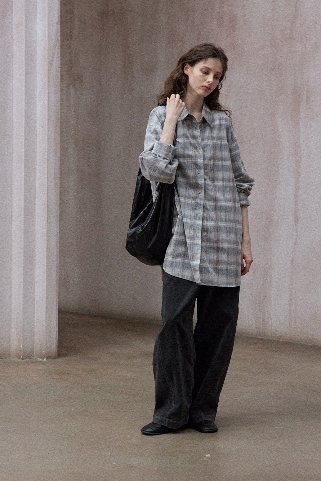Cotton blend relaxed-fit curved leg corduroy pants | 3 color