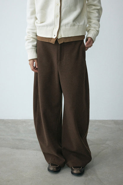 High-waisted wool-like texture versatile big pants | 3 color