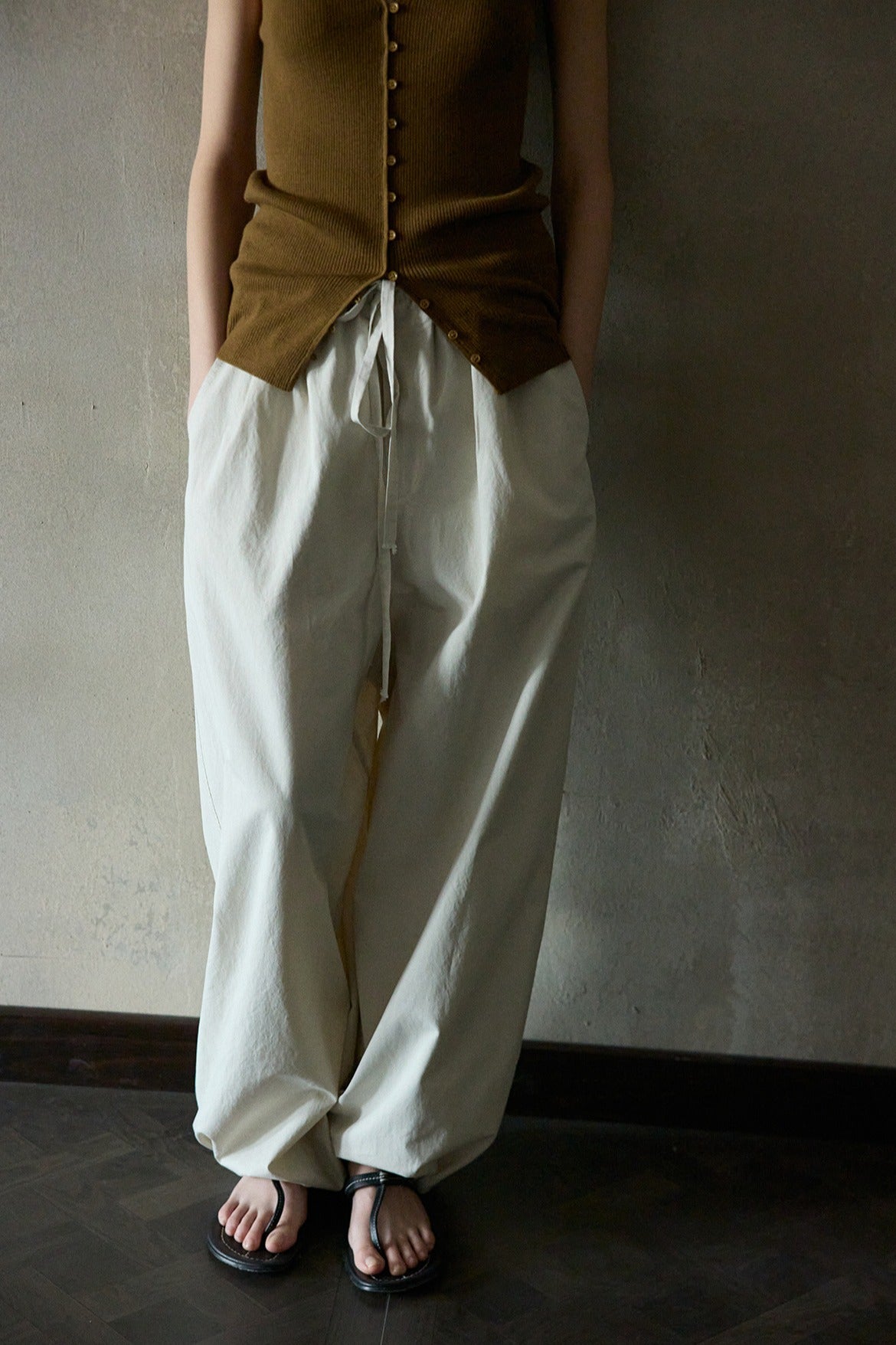 Lyocell blend cotton soft wide-leg pants