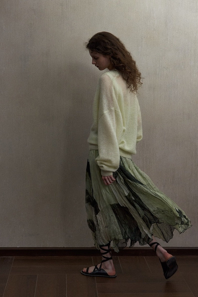 Jupe midi imprimée drapée romantique | 3 couleurs