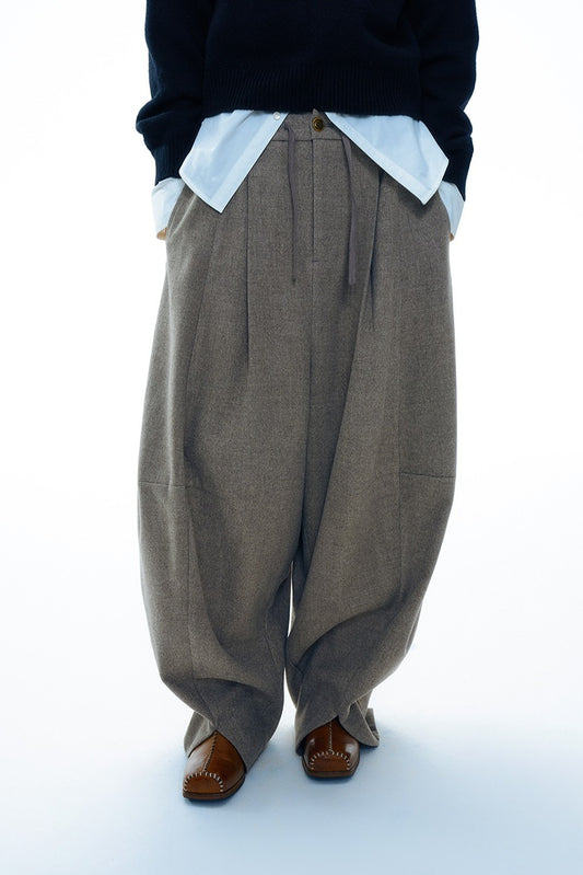 Thick ankle-skimming ultra wide-leg cocoon pants | 4 color