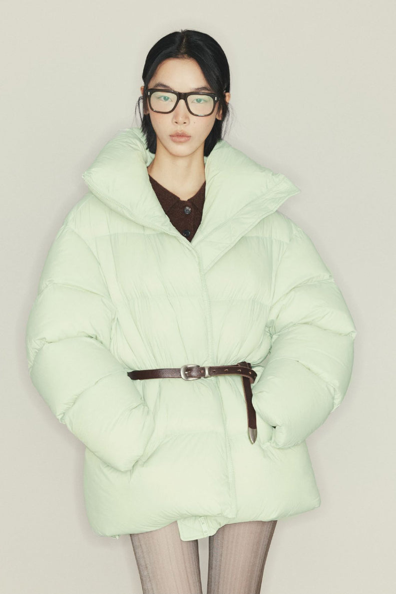 Medium long fluffy outwear down jacket | 6 color