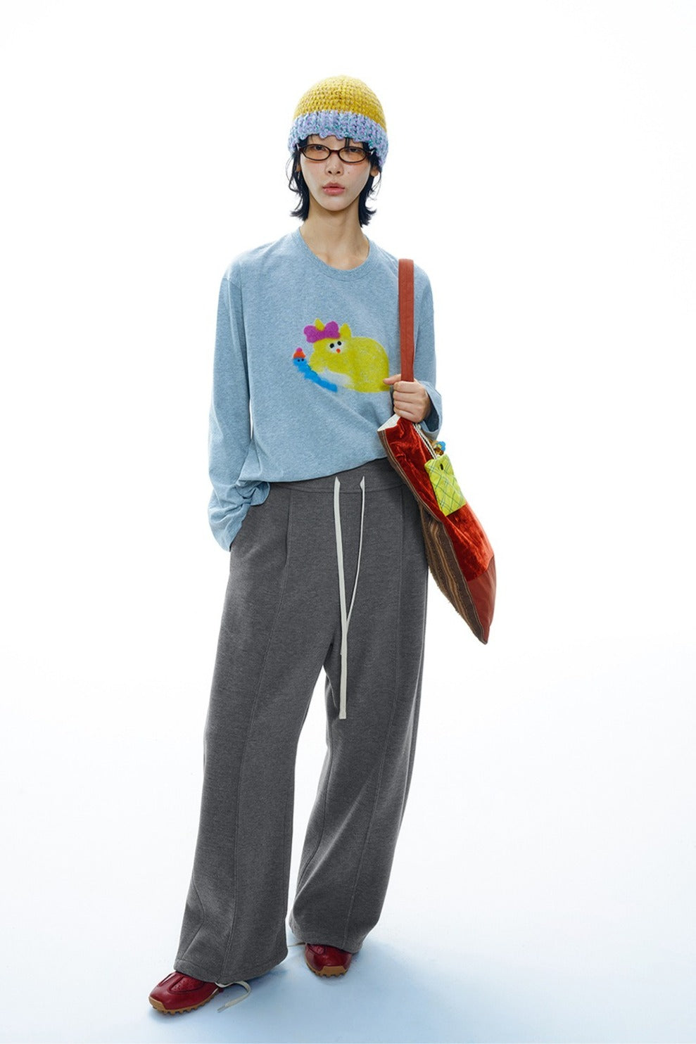 Sickle shaped wide-leg casual pants | 3 color