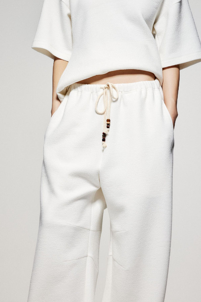 Cotton bracket silhouette drawstring pants | 3 color