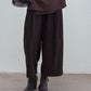 Wool blend wide-leg curved cropped pants | 3 color