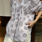 Cotton relaxed-fit V-neck rose romantic shirt