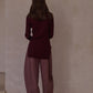 Cotton blend curved loose pants | 4 color