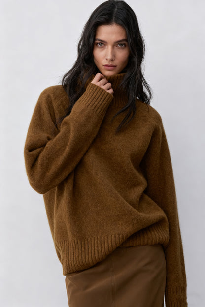 Suéter de cuello alto de lana y plumón de yak | 3 colores