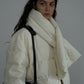 Matte-finish herringbone down jacket with scarf | 3 color