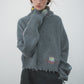 100% wool casual playful embroidery cropped sweater | 3 color