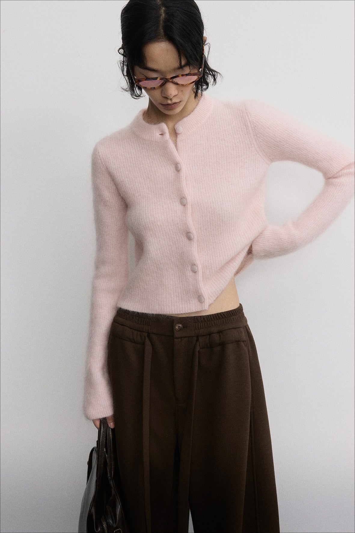 Cardigan doux et élastique en laine de mouton mélangée mohair | 3 couleurs