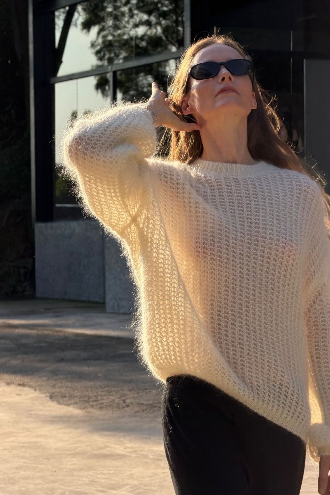 Chunky wool open-knit pullover | 3 color