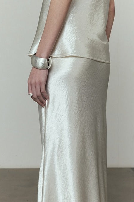 Liquid-sheen mermaid maxi skirt | 3 color