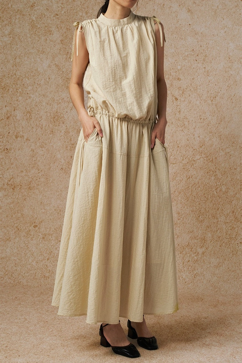 Robe trapèze sans manches décontractée chic | 2 coloris