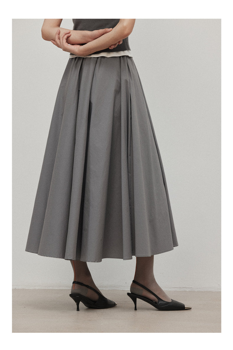 Cotton blending umbrella pocket skirt | 4 color