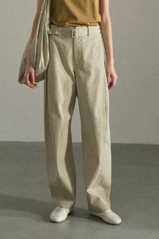 Cotton belt sickle shape pants | 3 color