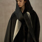 100% wool loose-fit mid-length coat with a scarf hood | 2 color