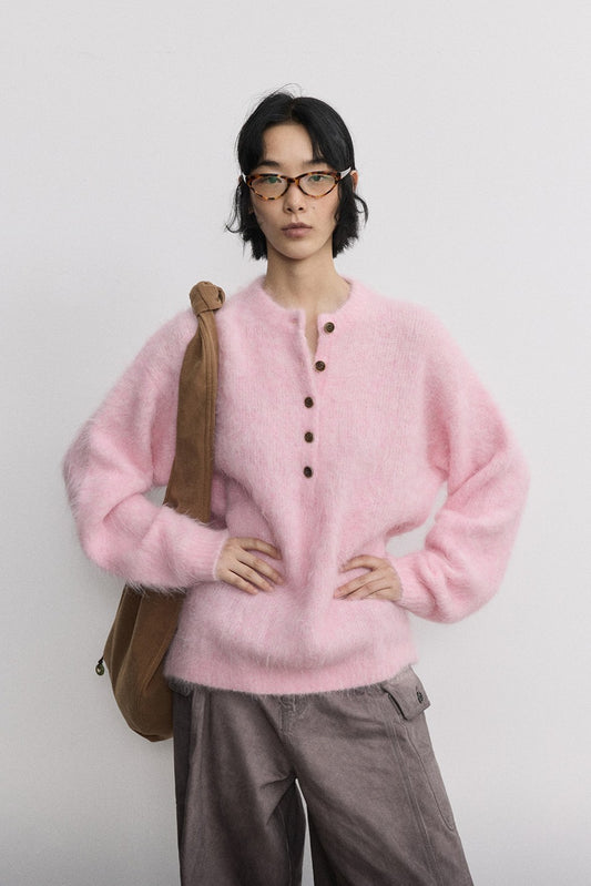 Alpaca wool blended oversized sweater | 4 color