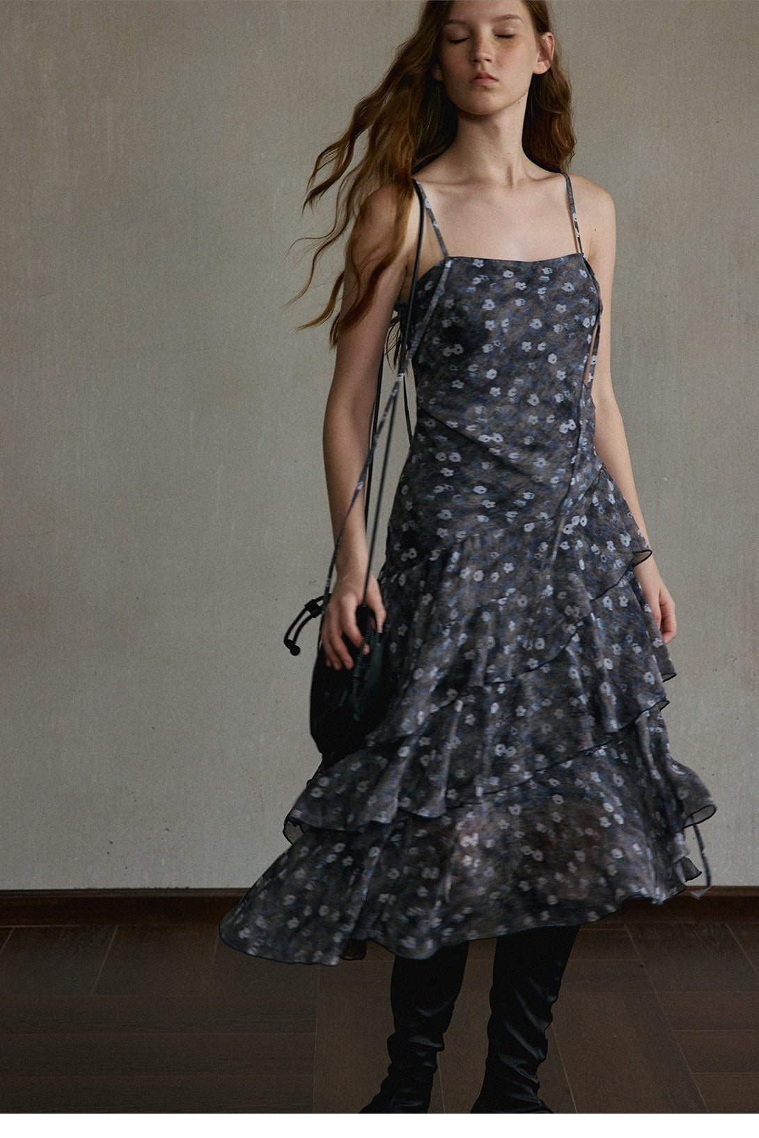 Retro floral midi print dress | 2 color