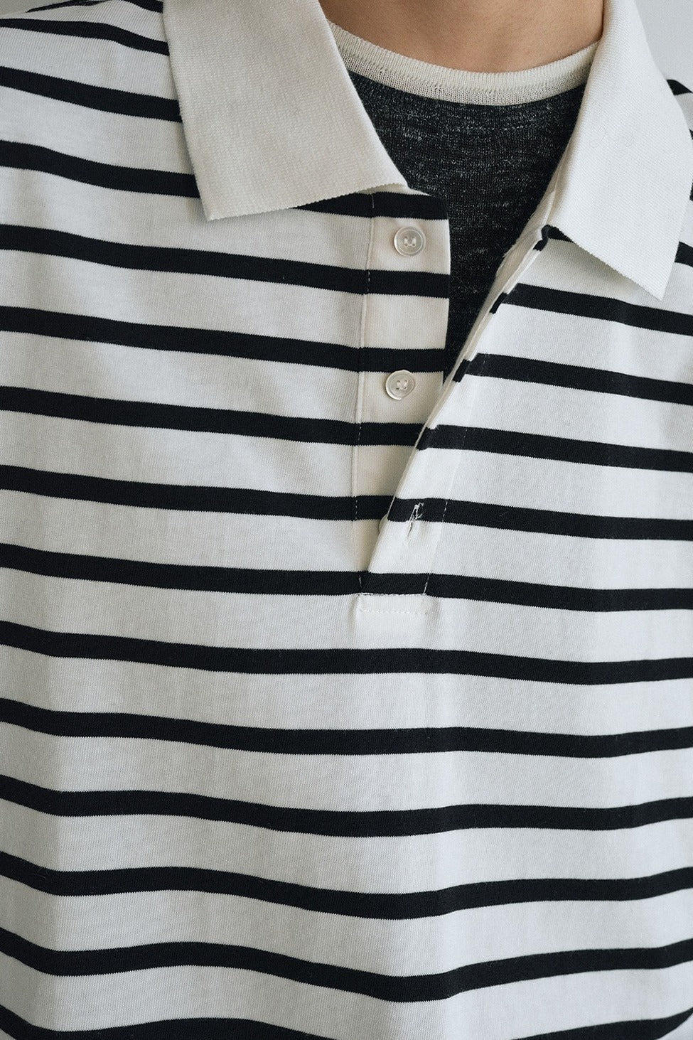 100% cotton loose-fit stripe pattern polo t-shirt | 4 color