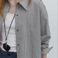 100% cotton mini check pattern mid-length shirt | 3 color