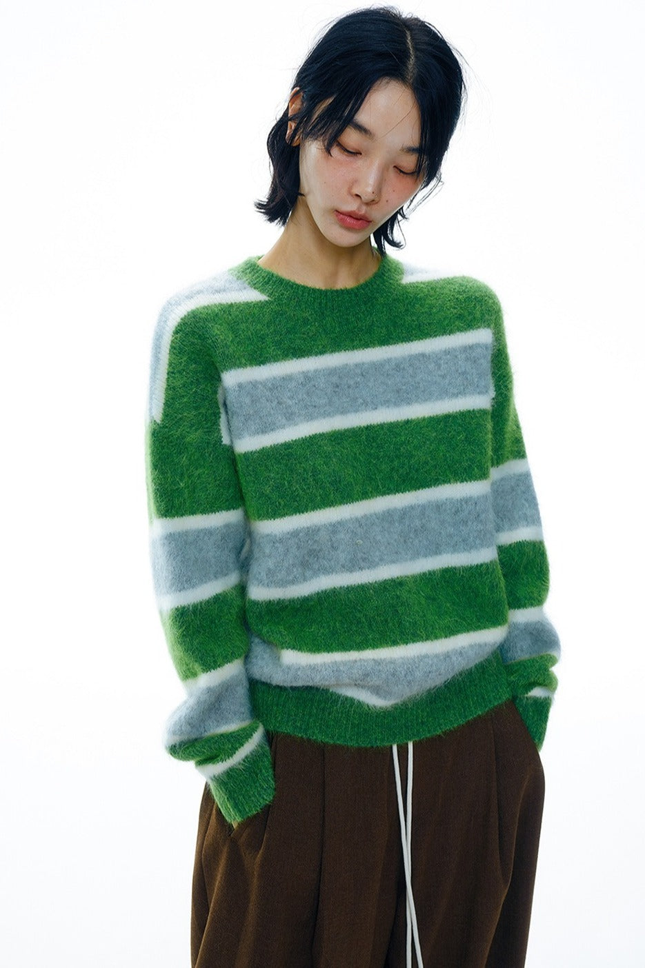 Alpaca blend bold stripe sweater | 4 color