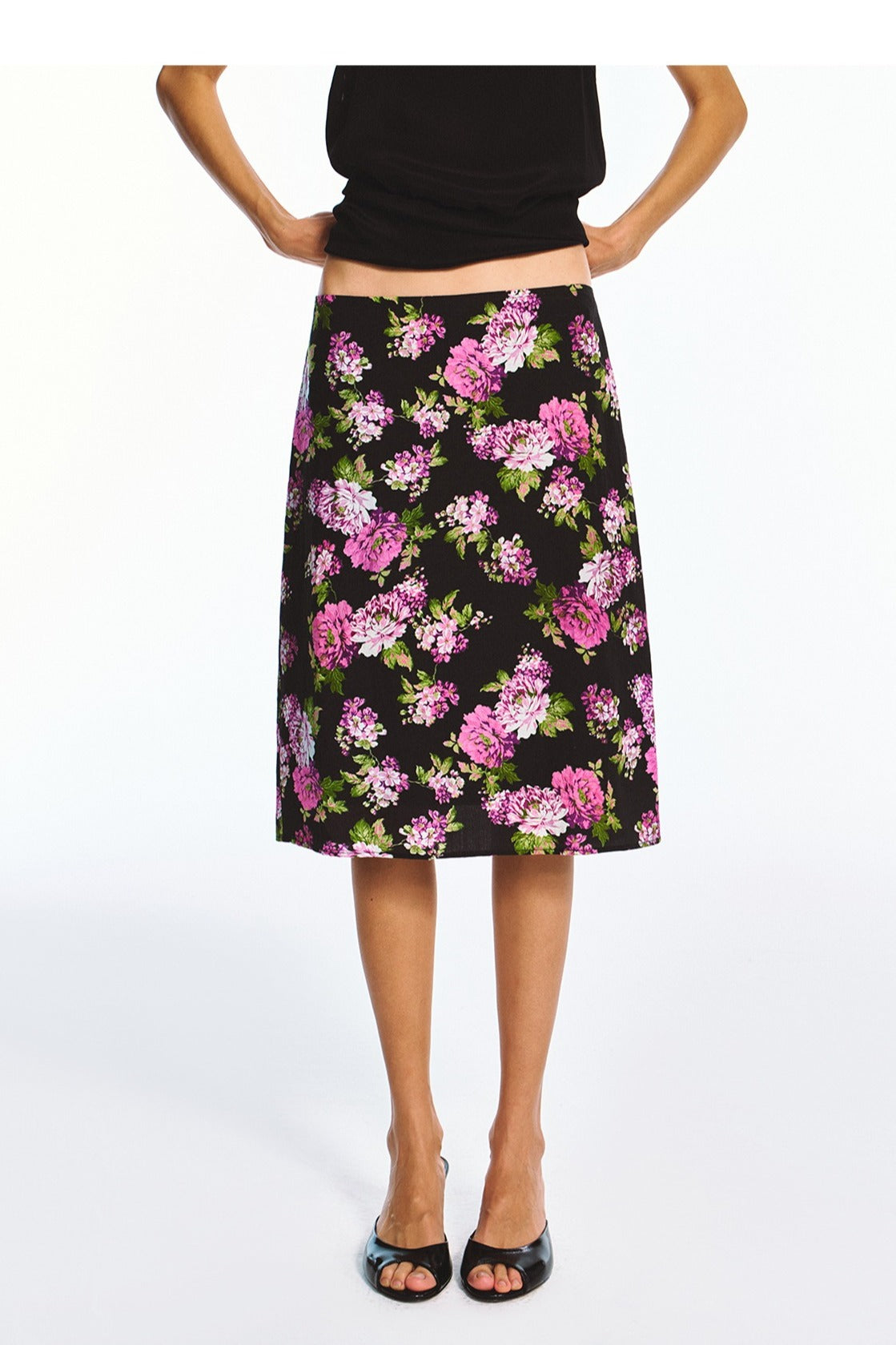Tencel-linen blend midi skirt | 2 color