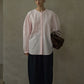 100% cotton contrast stitching loose shirt | 3 color