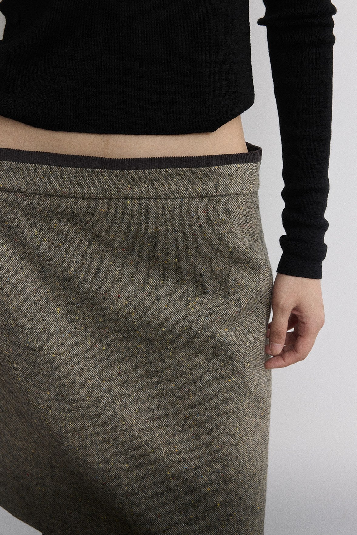 Sheep wool blend retro-inspired corduroy skirt | 2 color