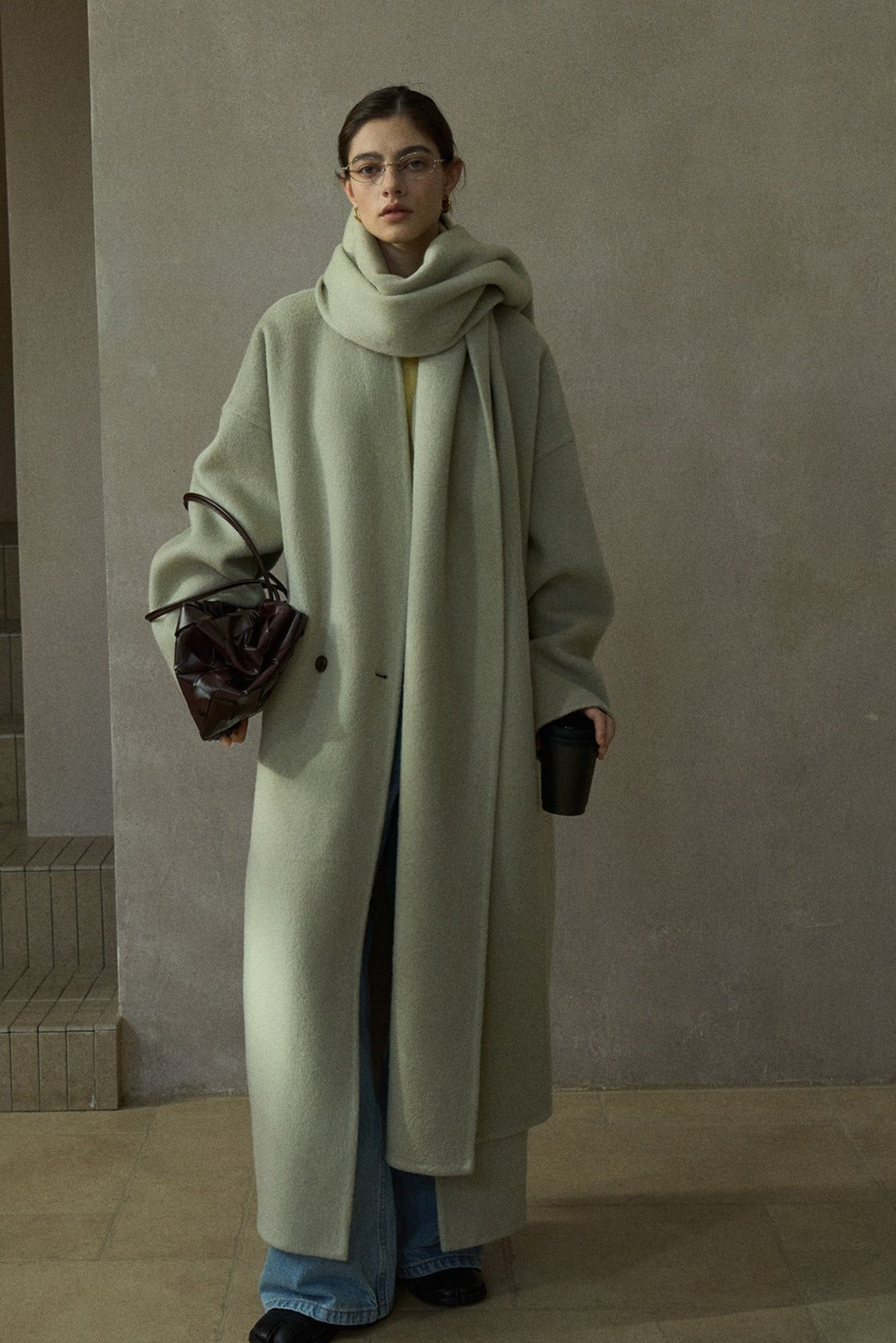 100% wool languid robe style double-faced overcoat | 5 color