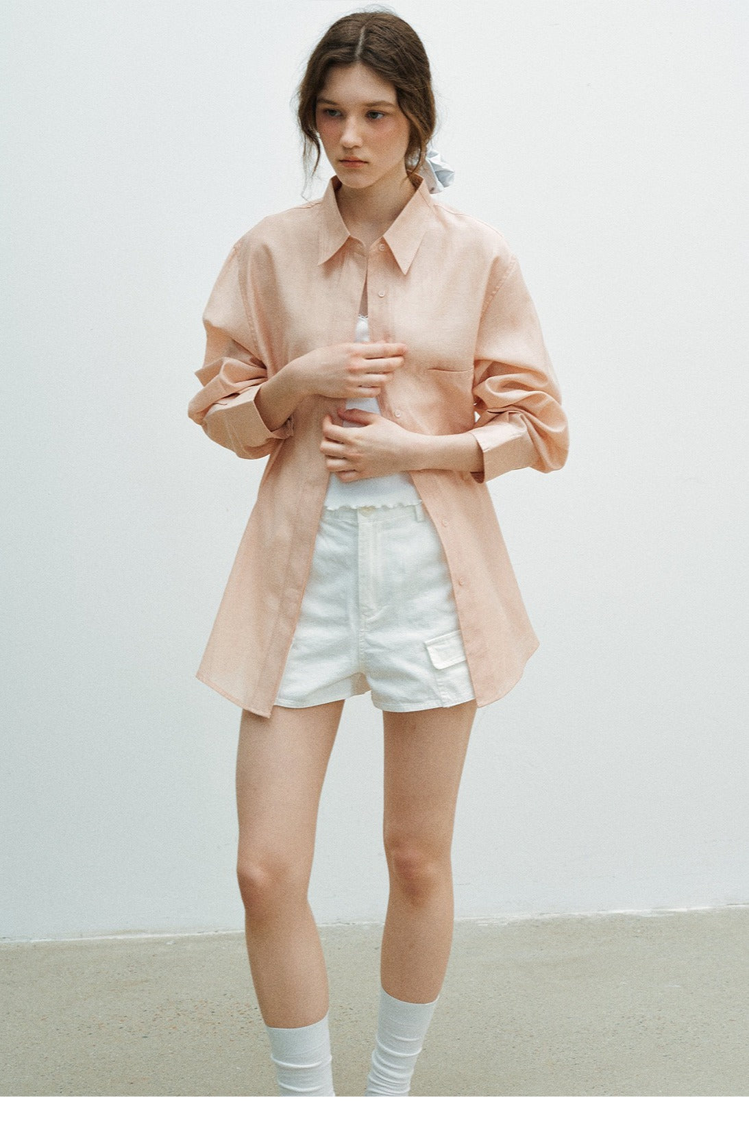 Tencel blend pleated cover-up shirt | 5 color