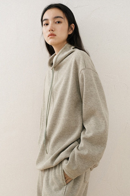 Minimalist high-collar fleece hoodie | 2 color