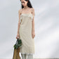 Lightweight lace trim raw-edge elegant dress with a belt | 3 color