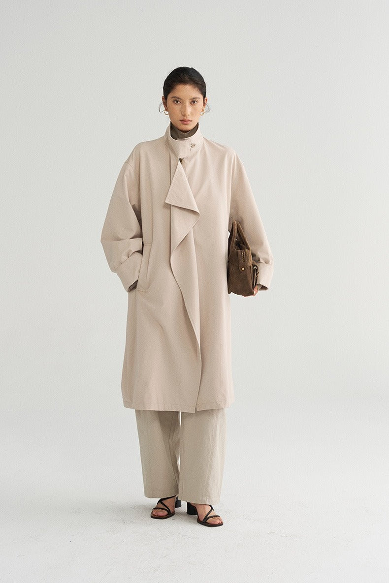 Flowing placket Minimalist trench coat | 2 color