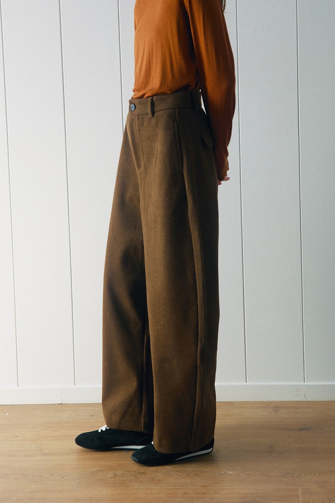 Banana-shape tailored fit casual pants | 3 color