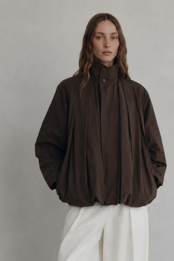Cotton blend pleated bud jacket | 2 color