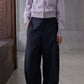 Wool blend herringbone texture loose fit casual pants | 2 color