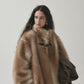 Faux fur drape loose overcoat