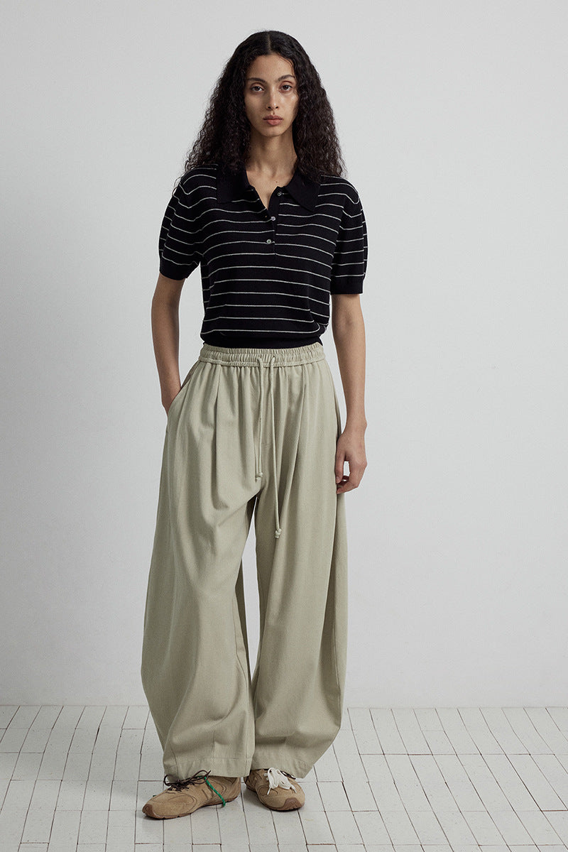 Relaxed balloon silhouette wide leg pants | 4 color