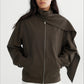 Wool containing detachable scarf chic trench jacket | 2 color
