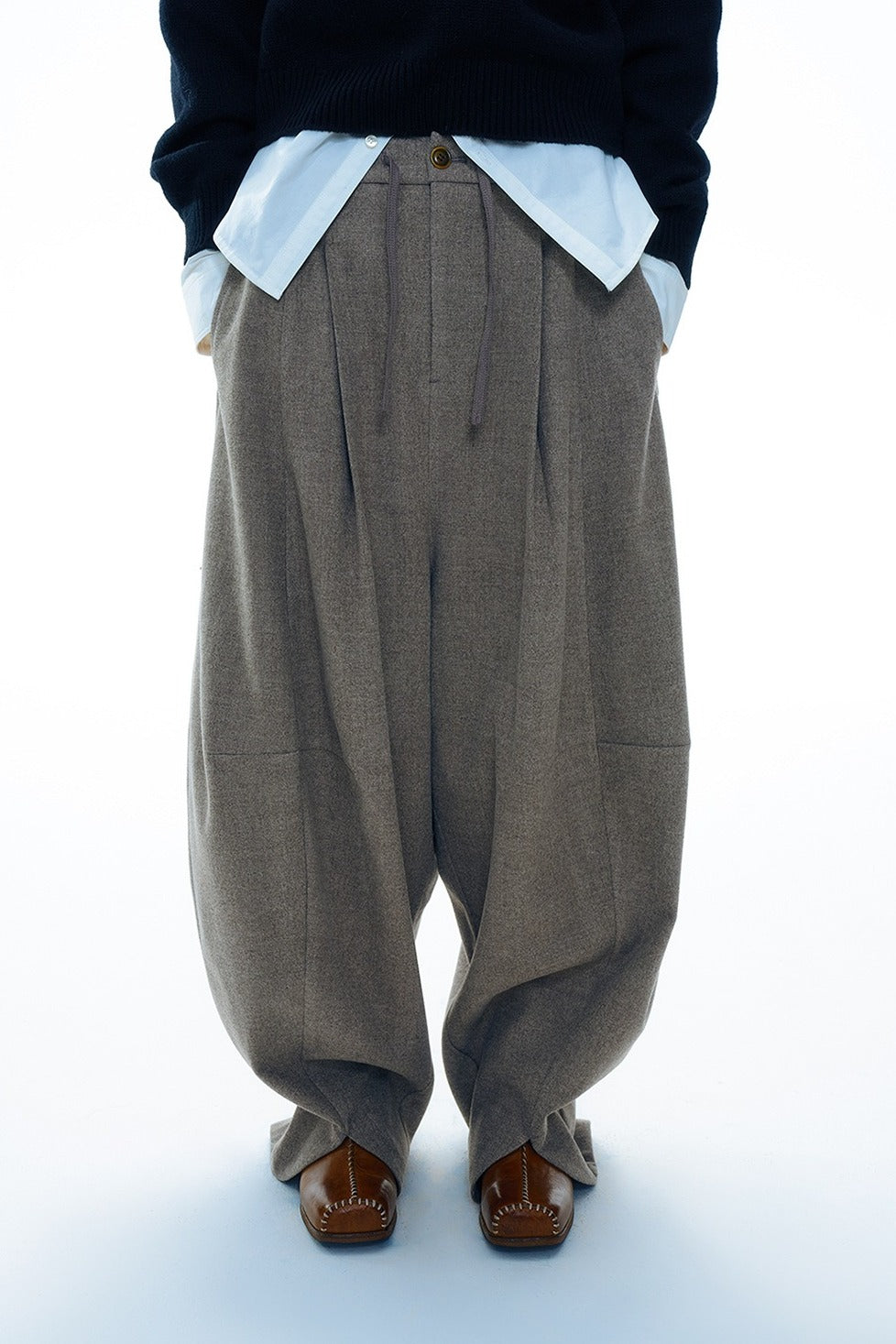 Thick ankle-skimming ultra wide-leg cocoon pants | 4 color