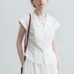 Cotton blend frying sleeve V-neck shirt | 4 color